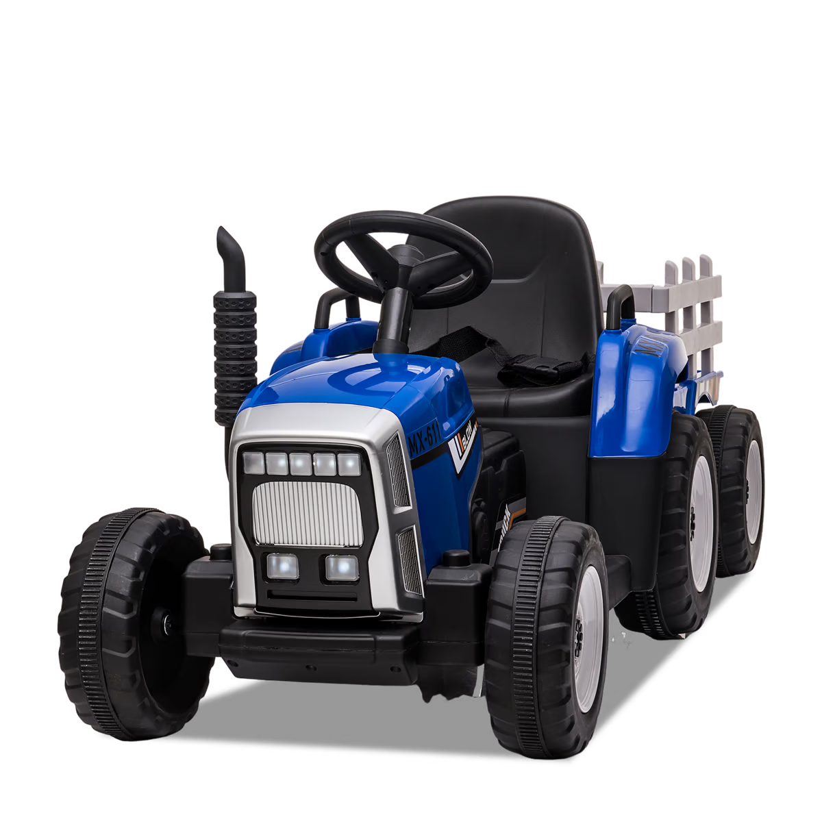 Tracteur électrique enfant avec remorque Bleu — photo 2